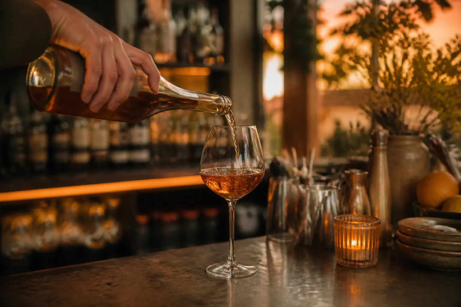 Natural wine being poured