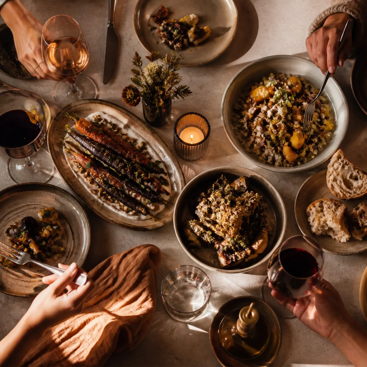 Shared plates viewed from above
