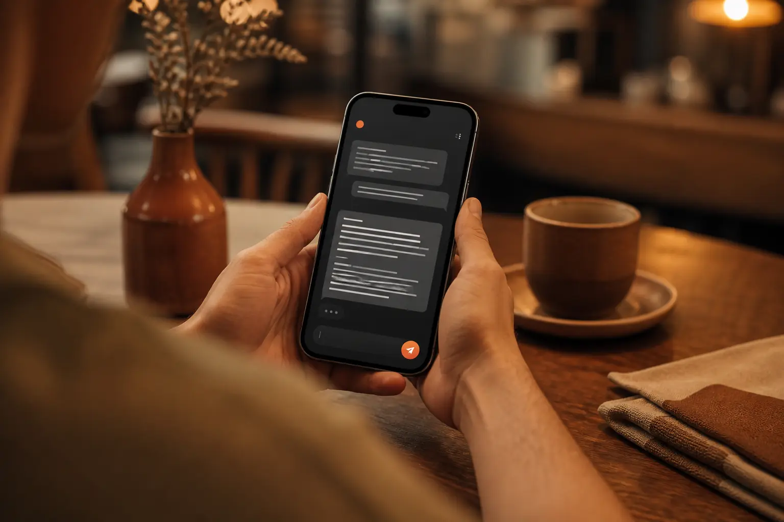A business owner asking the WPShip Assistant for a blog post from their phone